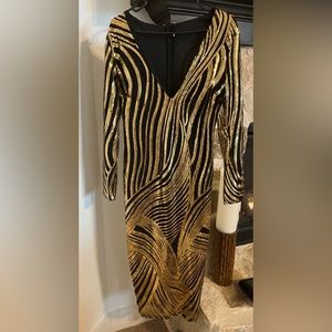 Gold/Black Sequins Evening Dress